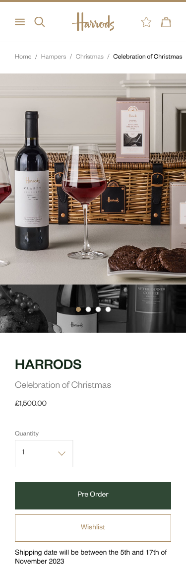 Harrods Celebration of Christmas product detail with pre-order
