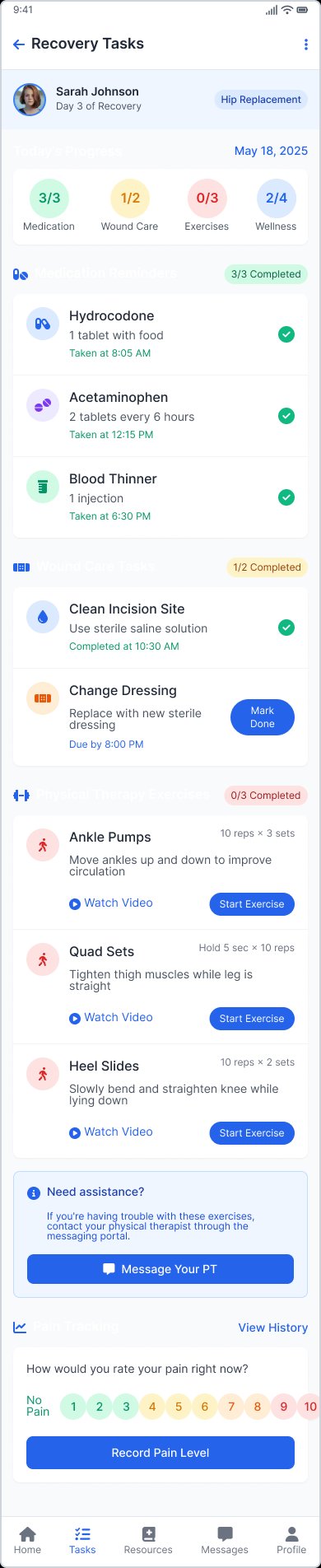 Recovery tasks
